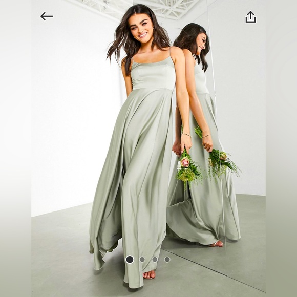 NWT ASOS EDITION satin cami maxi dress with square neck in sage OUT OF STOCK NEW - Picture 2 of 7